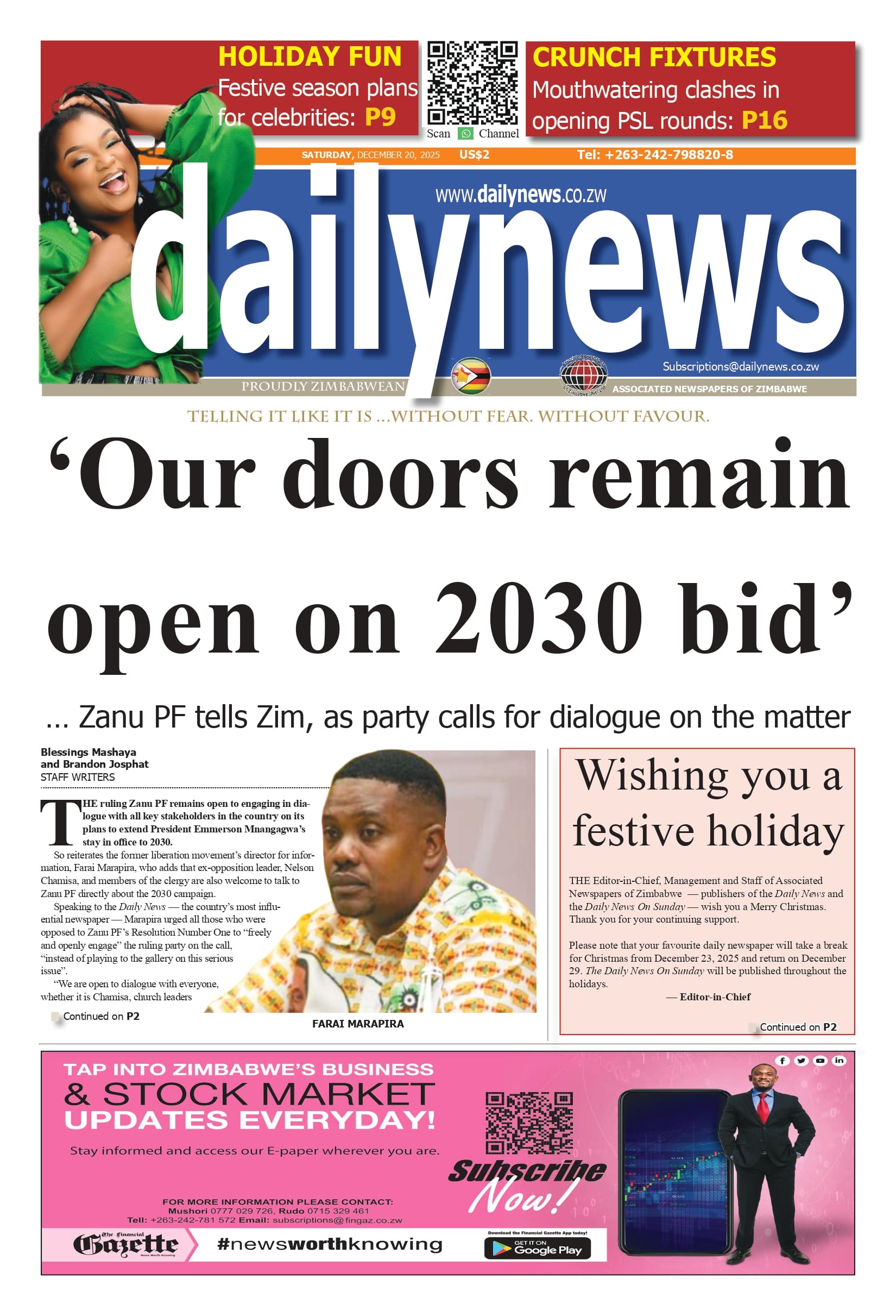 Saturday 20 December 2025
